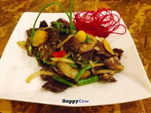 Mock beef and string beans at Mandarin Lotus in Agoura Hills, CA at Mandarin Lotus in Agoura Hills