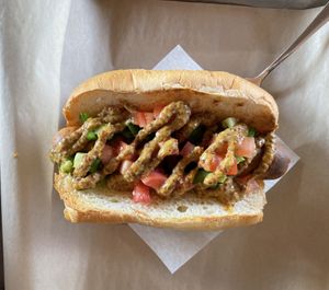 Tasty Vegan Banger at Bangers & Brews in Bend