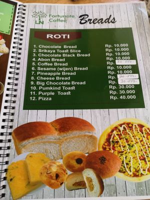 Bread menu at LN Fortunate Coffee - Maybe closed in Denpasar