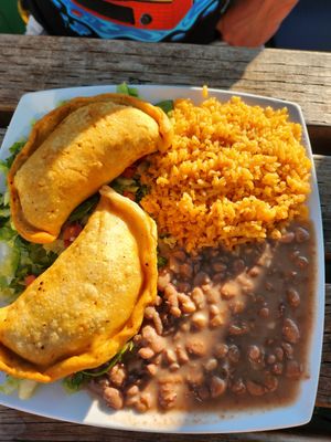 Chorizo and vegan cheese empanadas at La Cabana de Raya in Astoria