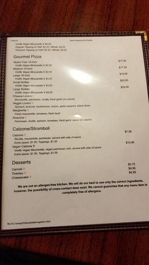 Menu at Setti's in Lake Worth