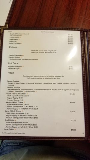 Menu at Setti's in Lake Worth