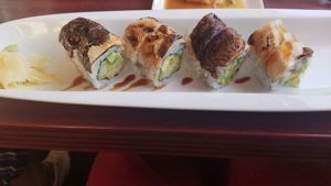 Shroomalicious roll at Crystal Fish in Monterey