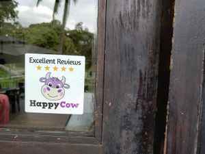 HappyCow 5 stars EXCELLENT reviews decal  at La Bussola in West Singapore