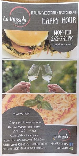 Happy hour - 1 for 1 offer at La Bussola in West Singapore