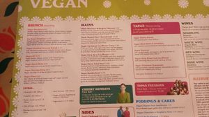 Separate vegan menu at Lounges - Montero Lounge in Melton Mowbray