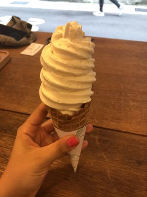 Soy ice cream cone at QíShí Dòu Zhì Suǒ 其實豆製所 - Jinshan South in Taipei