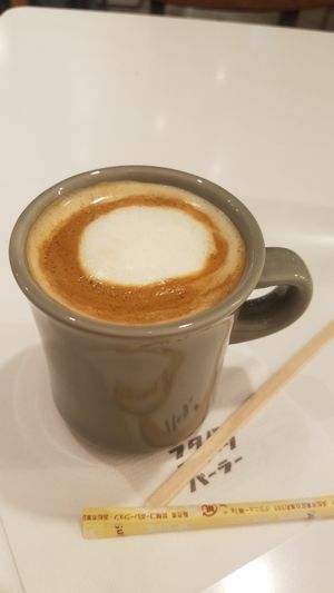 soy latte without design at Futaba Fruits Parlor in Kawasaki
