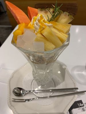 Tropical fruit parfait at Futaba Fruits Parlor in Kawasaki