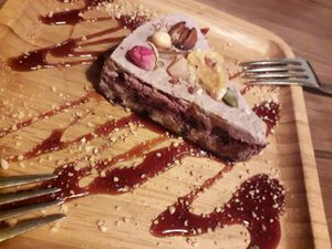 Pretty cheesecake at Manipura Ethic Cafe & Bar in Baku