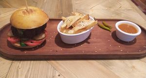 Manipura veggie burger at Manipura Ethic Cafe & Bar in Baku