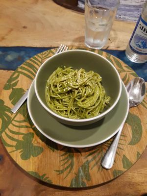 Basil besto spaghetti at Manipura Ethic Cafe & Bar in Baku
