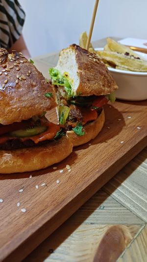 Veggie burger at Manipura Ethic Cafe & Bar in Baku