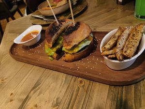 Veggie burger at Manipura Ethic Cafe & Bar in Baku