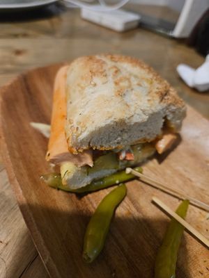 Hotdog sandwich at Manipura Ethic Cafe & Bar in Baku