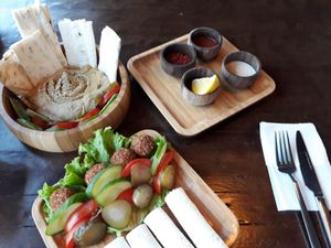Falafel and hummus at Manipura Ethic Cafe & Bar in Baku