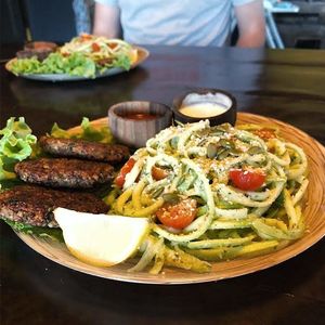 Vegan pasta at Manipura Ethic Cafe & Bar in Baku