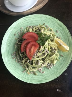 Raw zucchini pasta. Yummy   at Manipura Ethic Cafe & Bar in Baku