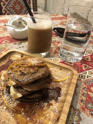 Cinnamon pancakes! Vegan! at Manipura Ethic Cafe & Bar in Baku