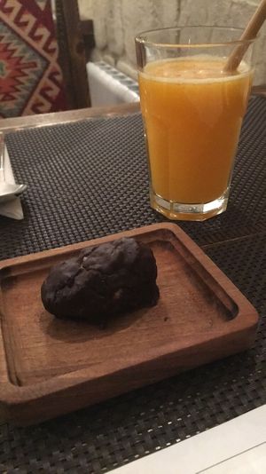 Bounty Chocolate with fresh orange juice  at Manipura Ethic Cafe & Bar in Baku