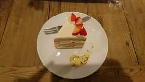Strawberry tofu cake at Natural Harmony Coa in Yokohama