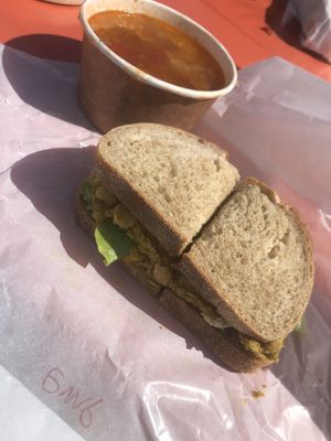 Empress sand which with harvest veggie soup at Mother's Kitchen - Coffee Matters in Bar Harbor