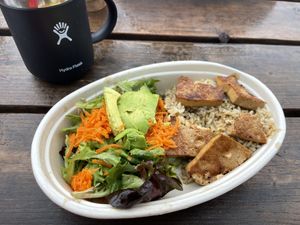 Rice Up Bowl w/ subbed tofu (had to go back and ask for the missing avocado)  at Mother's Kitchen - Coffee Matters in Bar Harbor