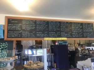 Full menu board at Mother's Kitchen - Coffee Matters in Bar Harbor