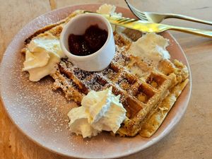 Vegan waffle at Kattakaffihusid in Reykjavik
