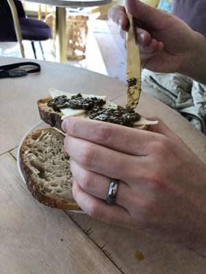 Cheese and pesto toast at Kattakaffihusid in Reykjavik