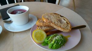 Avo on toast + tea at Kattakaffihusid in Reykjavik