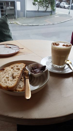 Sourdough bread with vegan chocolate spread at Kattakaffihusid in Reykjavik