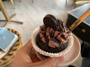 Oreo cupcake.  Frosting is light, not super sweet  at Kattakaffihusid in Reykjavik