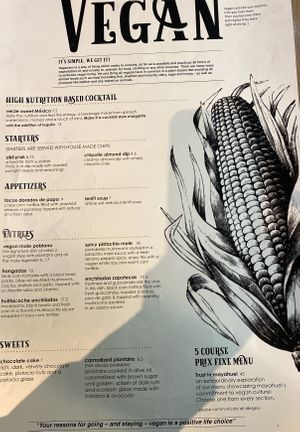 Vegan menu   at Mayahuel in Sacramento