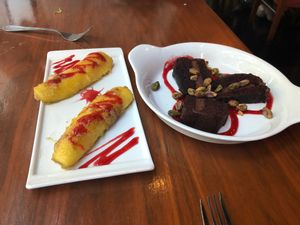Plantains and Chocolate Cake with Pistachios at Mayahuel in Sacramento