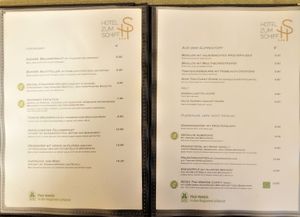 Speisekarte / Menu at Hotel Zum Schiff in Meersburg
