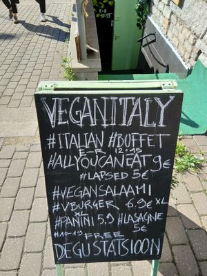 Sign at Vegan Italy in Tallinn