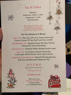Drink Menu at Brigit's Bakery in London