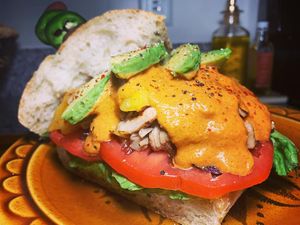 Nacho Jackfruit Sandwich  at Hub City Permaculture -The Kimchi Dude in Hagerstown
