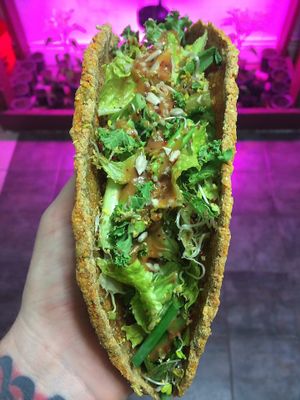 Zucchini crust Caesar taco  at Hub City Permaculture -The Kimchi Dude in Hagerstown