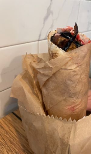 Vegan felafel wrap  at Falafel Place in Collingwood