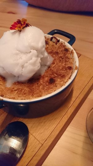 Apple crumble was so yummy! at V-Vego in Adelaide