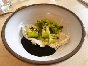2024: Komkommer, zwarte look, ricotta at Foodstorms in Ghent