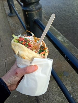 Doner - good sized, pitta bread fresh off the hot plate, skiddle whatever. Nice! ✔️ at Vegano - Food Truck in Newcastle Upon Tyne