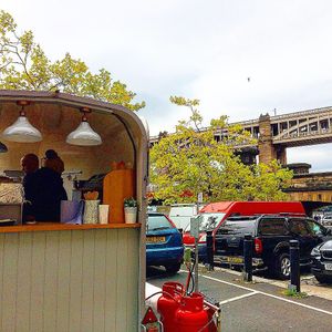 View from the truck with autumn tree at Vegano - Food Truck in Newcastle Upon Tyne