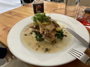 Seitan piccata! at Blossom Restaurant on Columbus in New York City