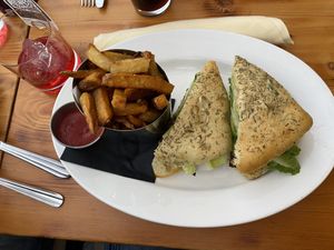 Seitan sandwich! (Had avo and chipotle aioli) at Blossom Restaurant on Columbus in New York City