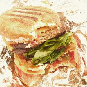 burger at Blossom Restaurant on Columbus in New York City