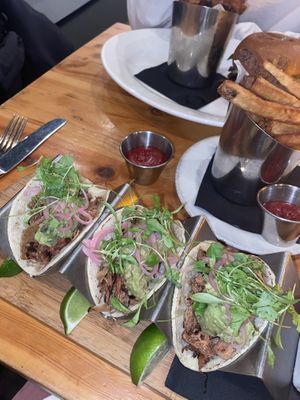 Jackfruit tacos and fries #Veganuary at Blossom Restaurant on Columbus in New York City