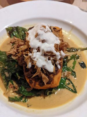 Curried stuffed sweet potato at Blossom Restaurant on Columbus in New York City